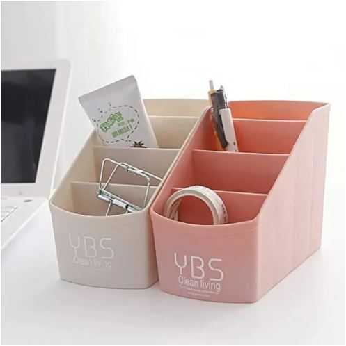 Multi Organizer Caddy Holder for Home and School use (Plastic), Small Desk Organizer Office Supply Bedside Caddy for Nightstand End Table Couch, Multifunctional Desk Organizer Pencil Holder Desktop Organizers, Pen Remote Organizer